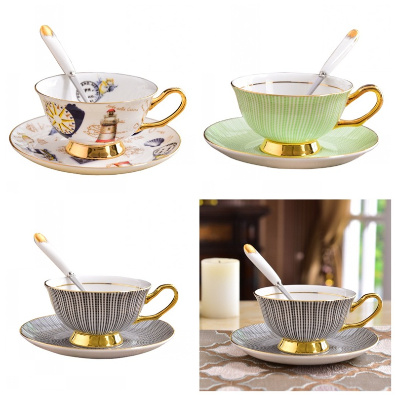 Juego de taza de caf/é y plato de porcelana china de hueso para t/é y leche de color blanco YOSOU HOME