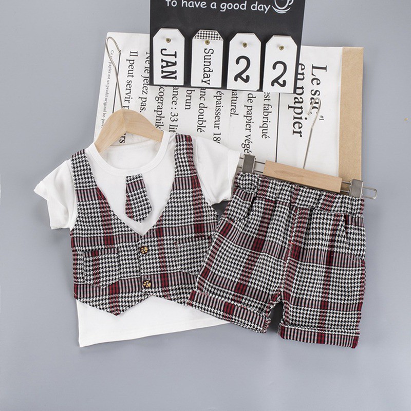 

Summer Baby Boy Clothes Short Vest T-shirt+Short Sleeve Shorts Suit New 2pcs Kids Clothes