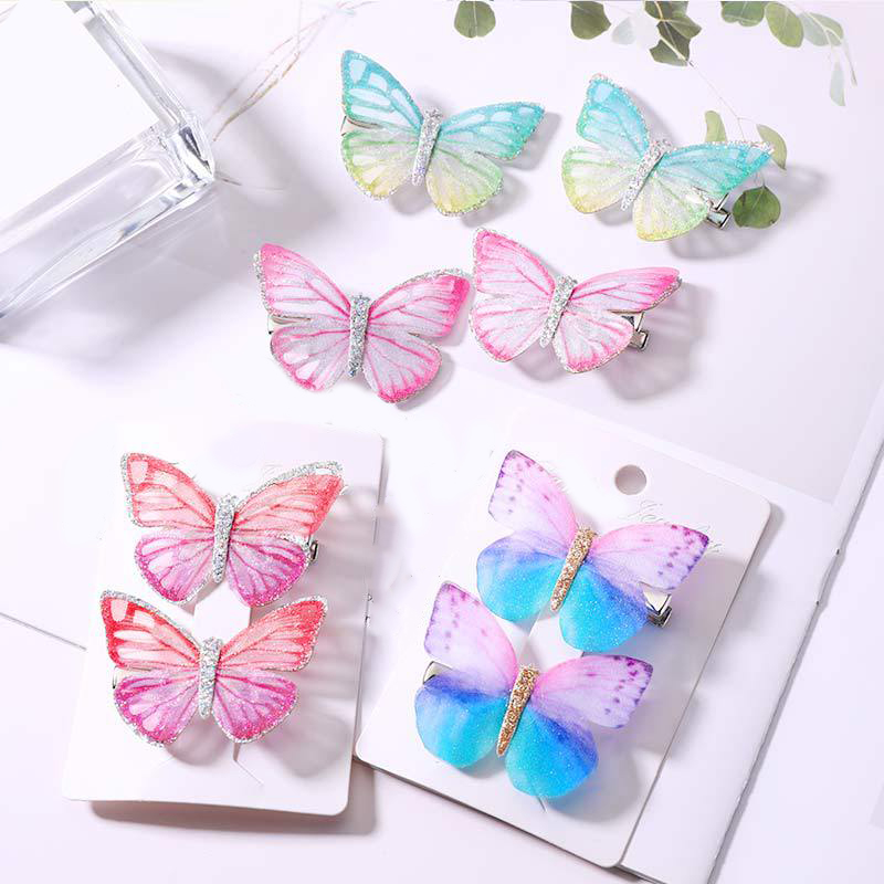 

2PCS/Set Girls Colorful Butterfly Cartoon Hairpin Children Fashion Hair Clips For Hair Barrettes Headband Accessories