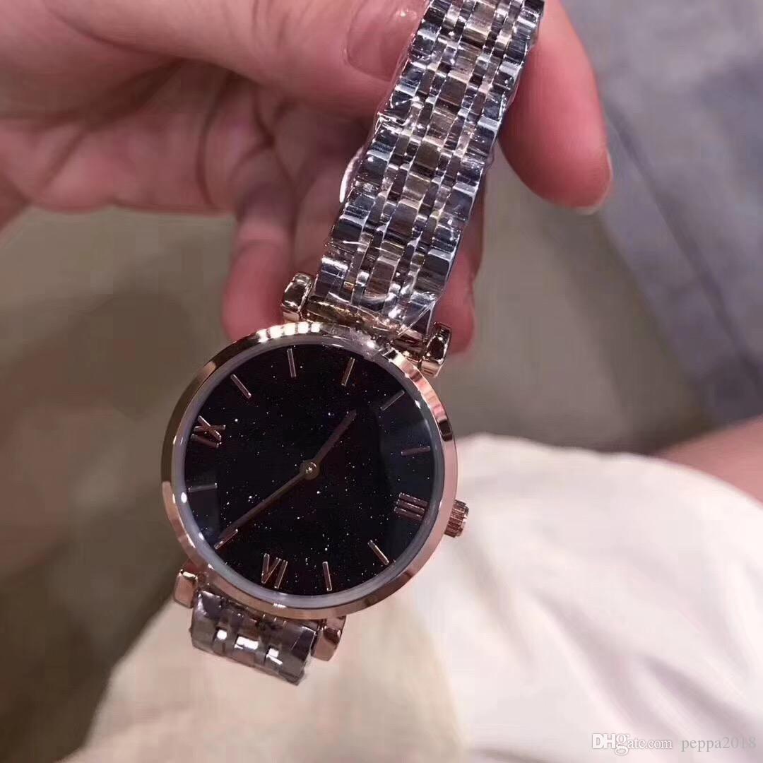 

Top Sale New Fashion Style Women Watch starry Dial Lady stainlessSteel Luxury Wristwatch Quartz leisure clock High Quality leisure table, Slivery;brown