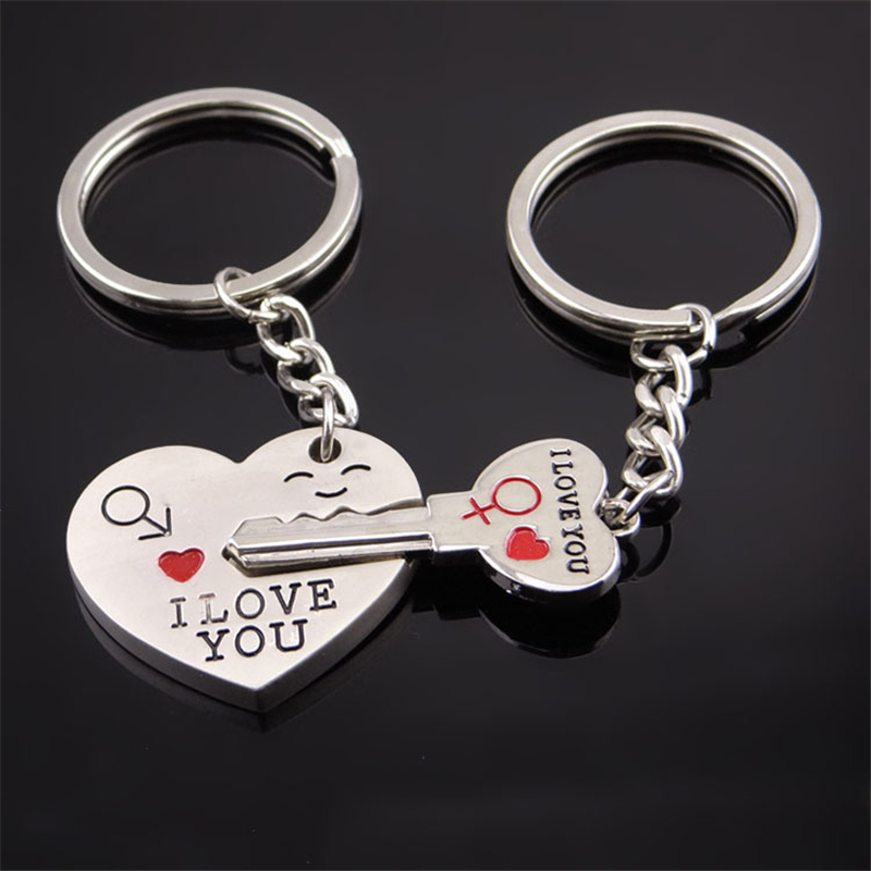 

Heart Keychains I Love You Letter Fashion Keyring Rings Holder Key Chains Accessories Zinc Alloy Silver Plated Jewelry Gift for Lover Couple, Slivery;golden