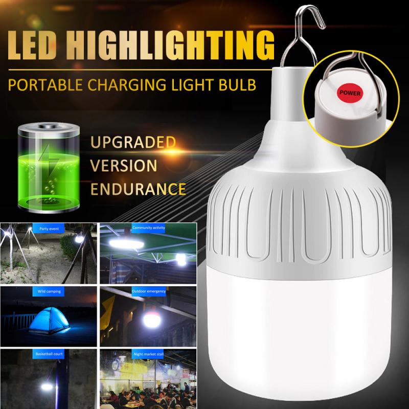 

Rechargeable LED Bulb Lamp Solar Charge Dimmable Portable Emergency Night Market Light Outdoor Camping BBQ Hanging Night Light