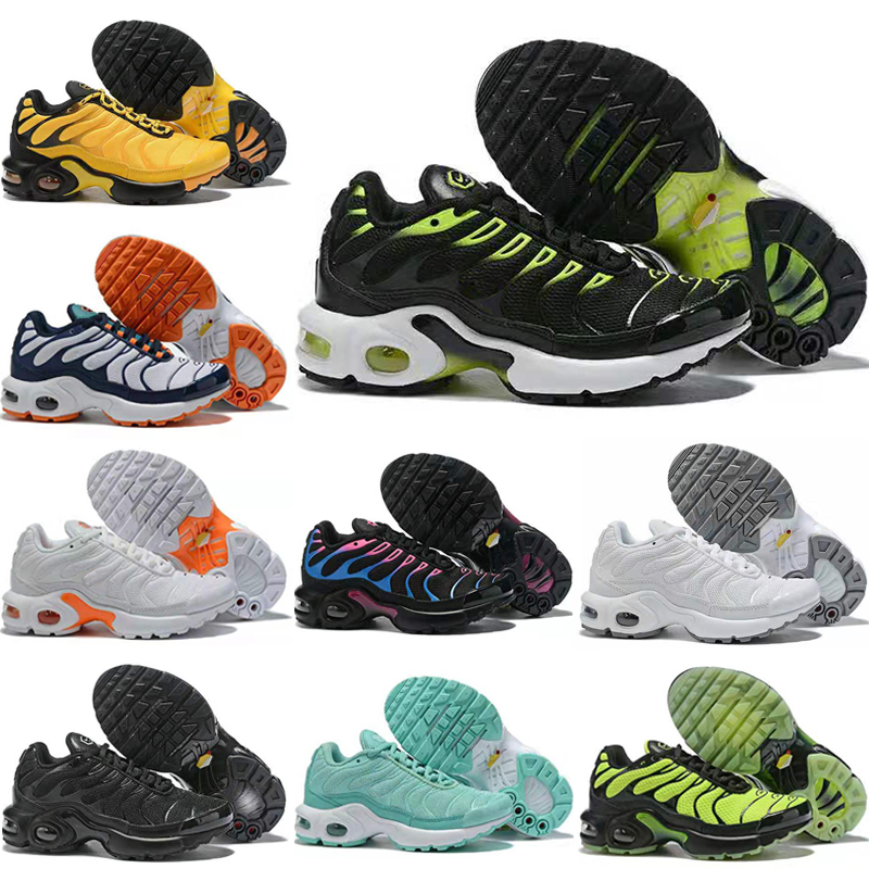 

Top Quality TN Kids Running Shoes Breathable Soft Sports Chaussures for Boys Girls Tns Plus Designers Sneakers Youth Trainers Size EU 28-35, Black