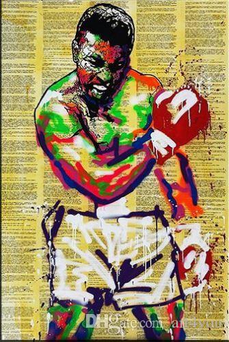 

Alec Monopoly Handpainted & HD Print Abstract Graffiti Art Oil Painting Muhammad Ali On Canvas,Multi Sizes /Frame Options g251