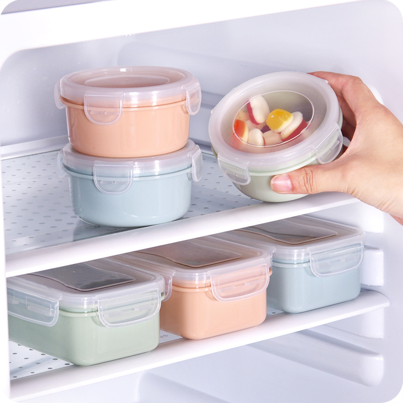 

Refrigerator Storage Box Plastic Containers Mini Lunch Box Kitchen Storage Container Rectangular Round Sealed Bento