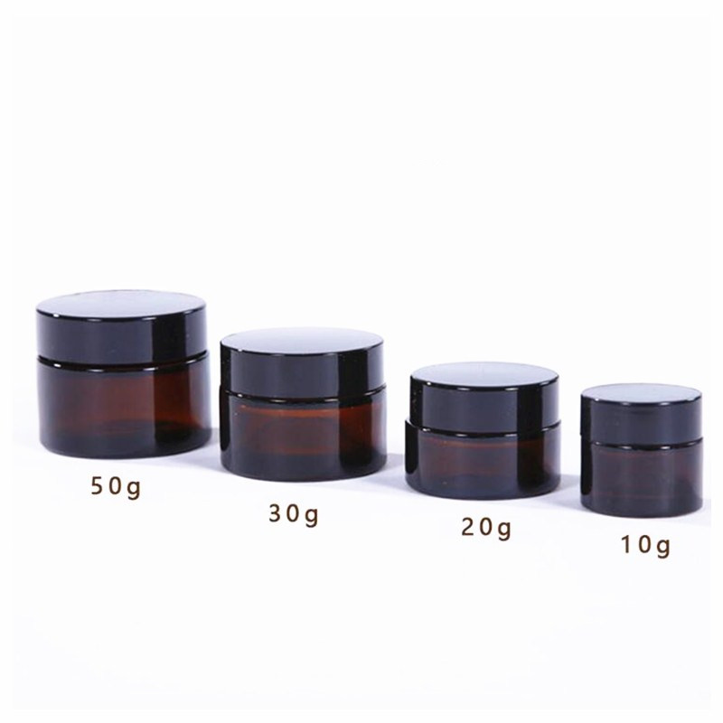 

5g 10g 15g 20g 30g 50g Amber Glass Jar Empty Refillable Bottle Cosmetic Makeup Storage Container with Gold Silver Black Lid and Inner Liners