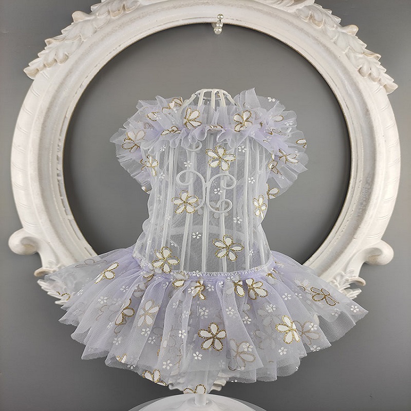 

Free shipping handmade dog dress breathable lace tulle embroidery flowers sexy 3 models cat pet vest tutu long dress dog clothes, Indy pink