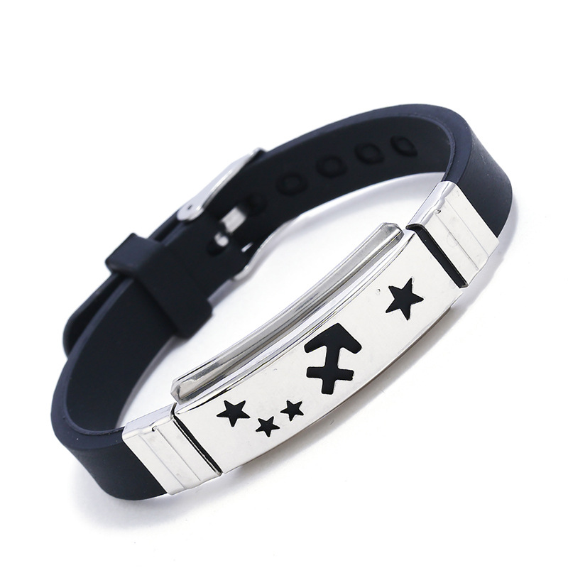 

Wholesale- Twelve constellation charm horoscope bracelets leather bracelet punk jewelry 12 styles model no. NE946-1