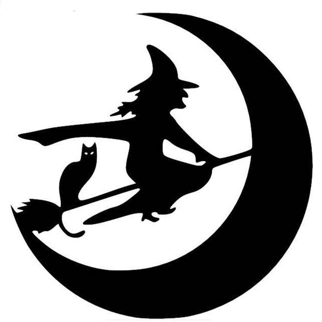 

15*15cm Witch flying on broomstick car stickers funny auto sticker CA-609, Silver
