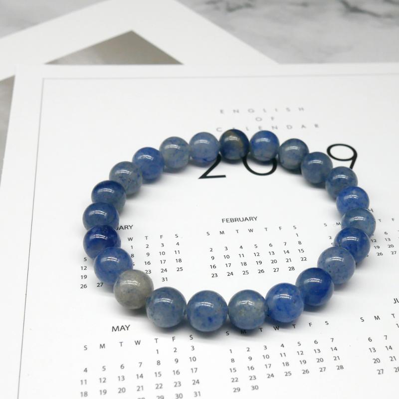 

Itaqiu Hand Made Blue Dot Translcent Natural Stone Beads Bracelet For Lover Couple Woman Man Gift Bohemia Boho Jewelry