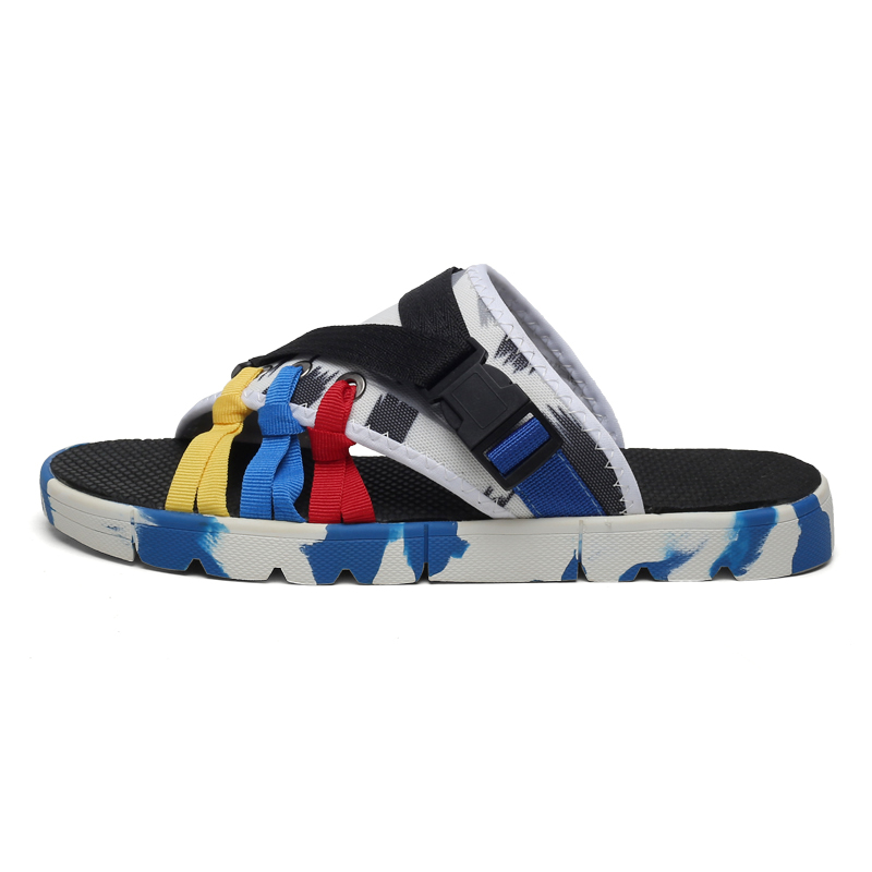 

2020 New Men's Sandals Men Summer Beach Outdoor Water Shoes Large Size Flip Flops Flat Light Hook Loop Casual Slippers Shoes, Black