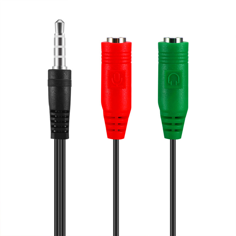 Negro 3 Pin MagiDeal Doble Conector de Auriculares con Cable para Auriculares Diadema con Micr/ófono Negro