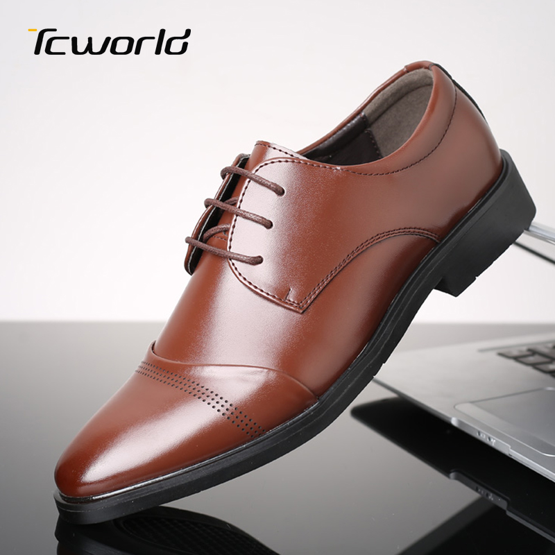 

Large Size Brogue Shoes Men's Business Dress Shoes Zapatos De Vestir Hombre Breathable Comfortable Formal Office Leather, Black