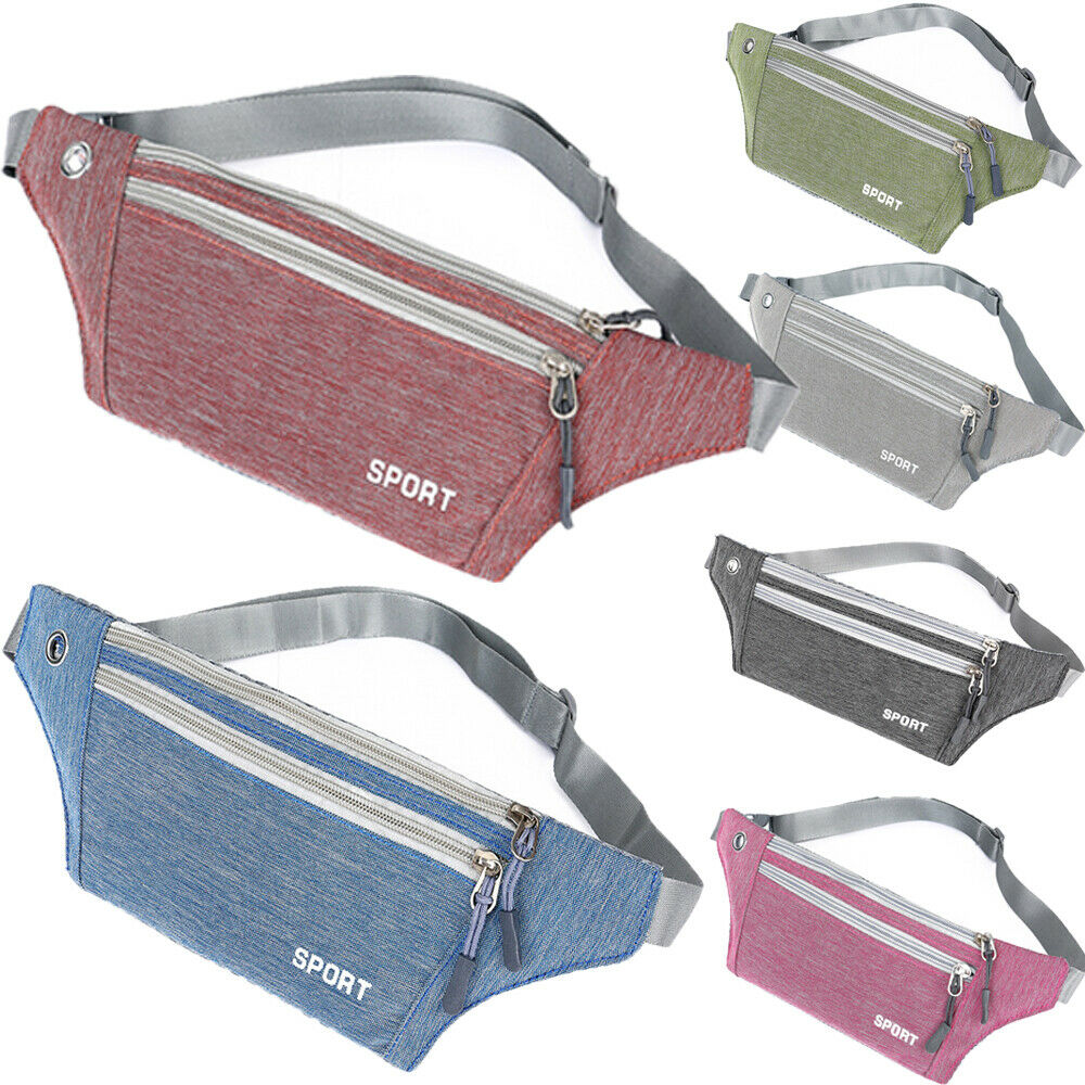 

Running Sport Bum Bag Fanny Pack Travel Waist Money Belt Zip Hiking Pouch Wallet Blue Green Pink Red Gray