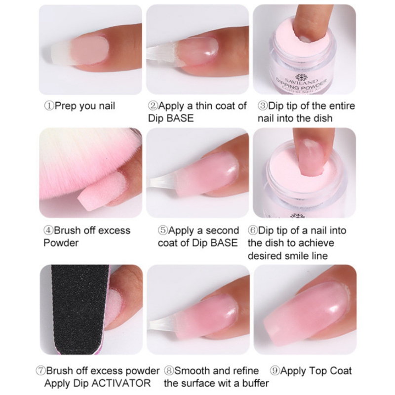 

Beauty Dipping Powder Gel Natural Air Dry Activator Base Top No Need UV Light Nail Powder Gel