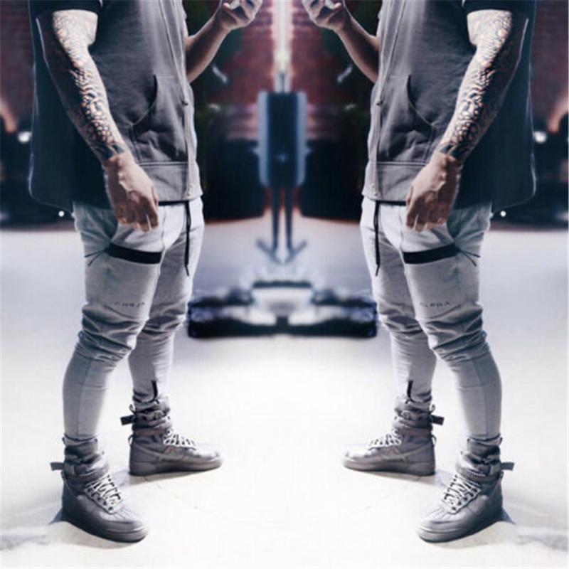 

Mens Casual Tracksuit Running Jogging Trousers Sport Gym Pants Zip Pockets Solid Hot Sale Pants, Black