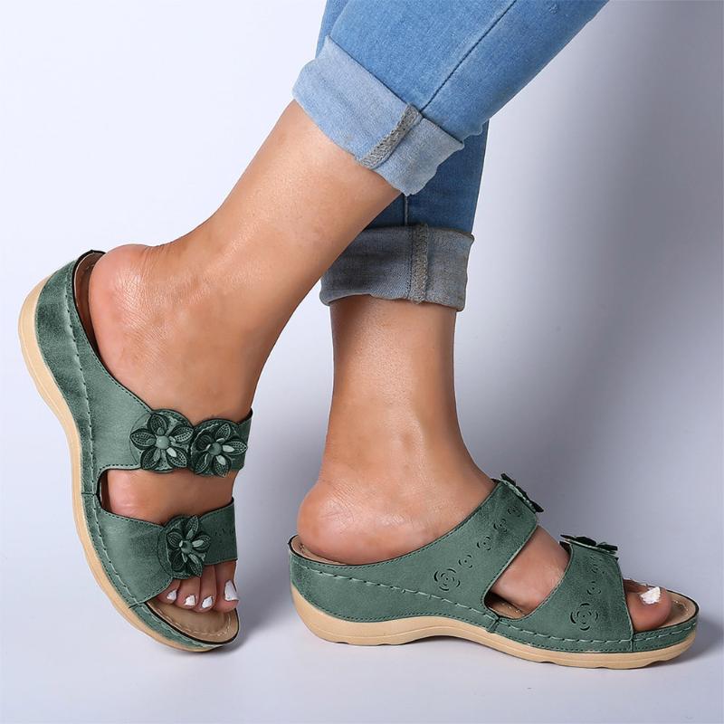 

Women's shoes Summer Open Toe Comfy Slippers Super Soft Thick Bottom Low Heels shoes Comfortable Walking Cusion slipper#g40, Blue