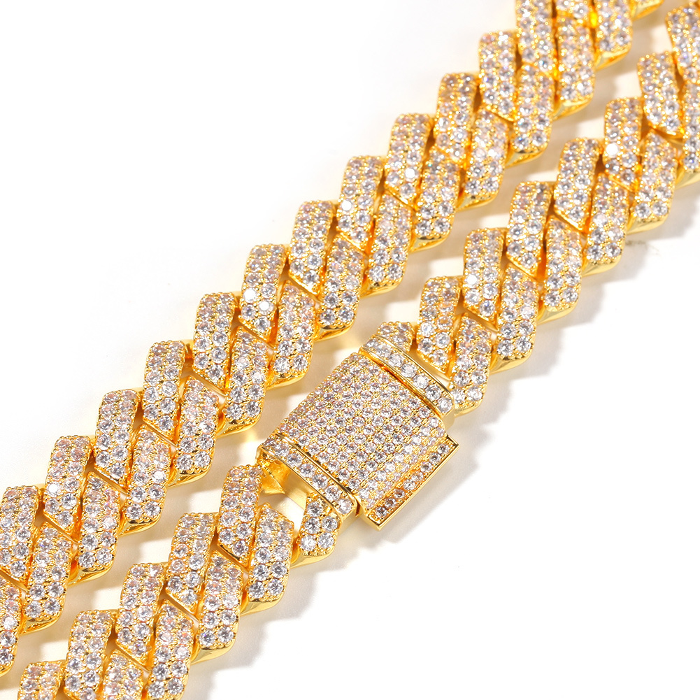 

14mm Cuban Chain Micro Pave Cubic Zircon Luxury Bling Bling Full Iced Out Hip hop Jewelry