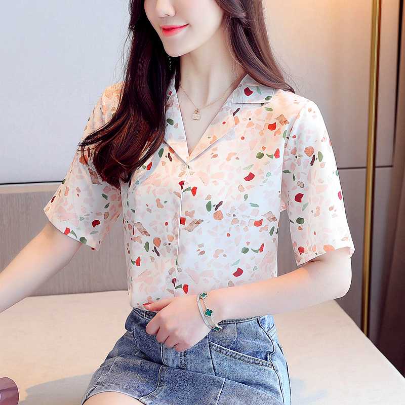 

Korean Chiffon Women Blouses Shirts Woman Floral V-neck Blouse Shirt Lady Print Blouse Tops Plus Size Blusas Femininas Elegante, Green