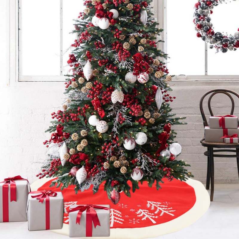

90cm Christmas Tree Skirt Xmas Tree Apron Holiday Home Party Xmas Decoration Mats Skirts Supplies Decorations