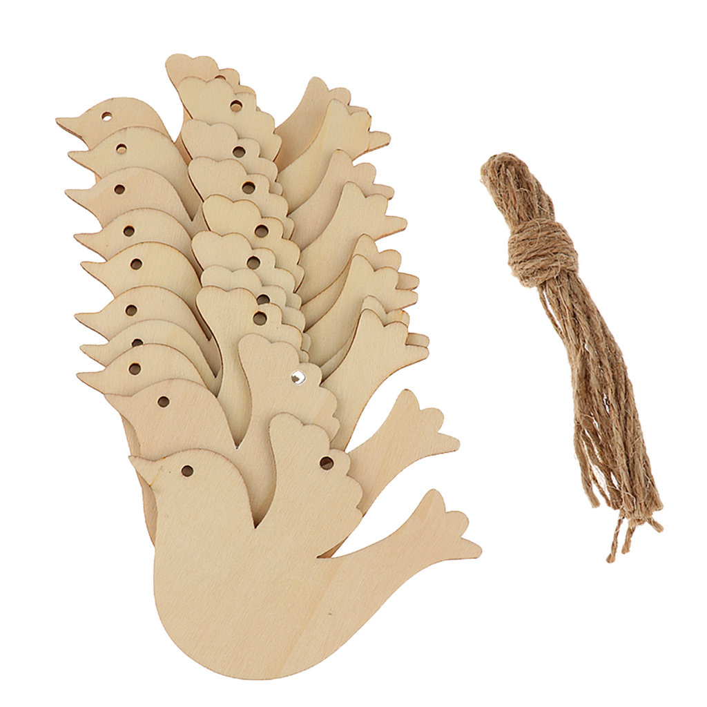 

20pcs Wooden Tags Christmas Bird Hanging Decor Xmas Tree Hanging Ornament