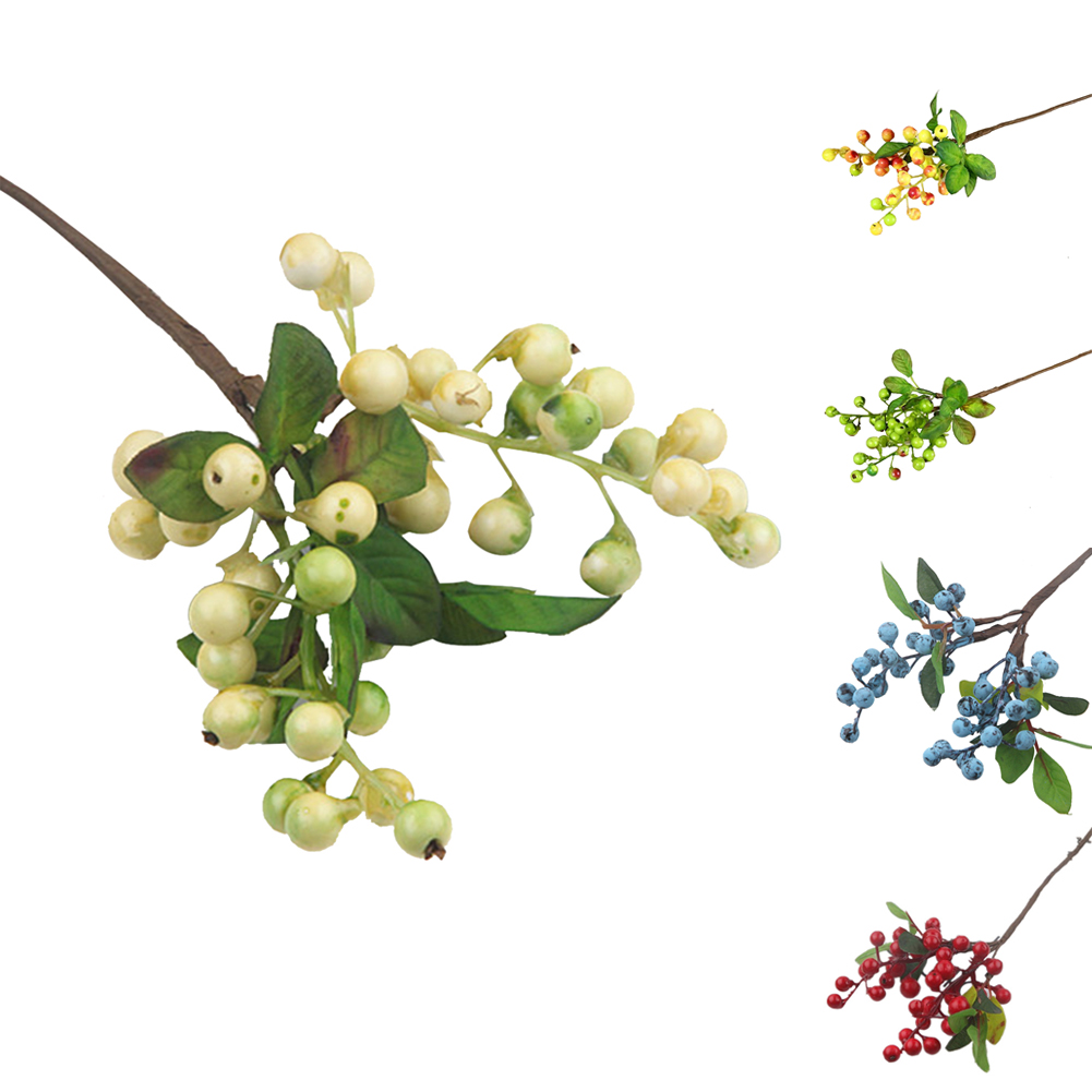 

1 Branch Artificial berry simulation fruit 5 color small fake plant wedding Decoration for home hotel party table accessories, Blue