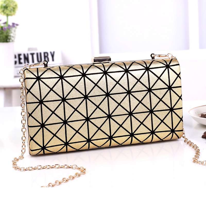

2020 new women's dinner bag European and American diagonal female bag banquet fashion chain prismatic box, Blue