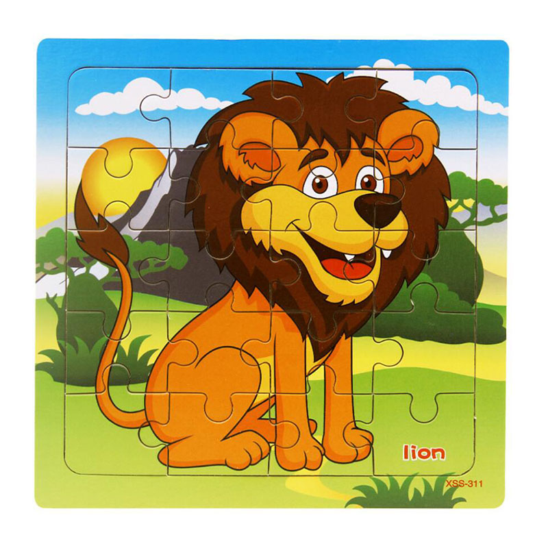 

12pcs/lot 20 Slice Small Piece Puzzle Toy Children Animals and Vehicle Wooden Puzzle Jigsaw Baby Educational Learning Toys for Kids Gift