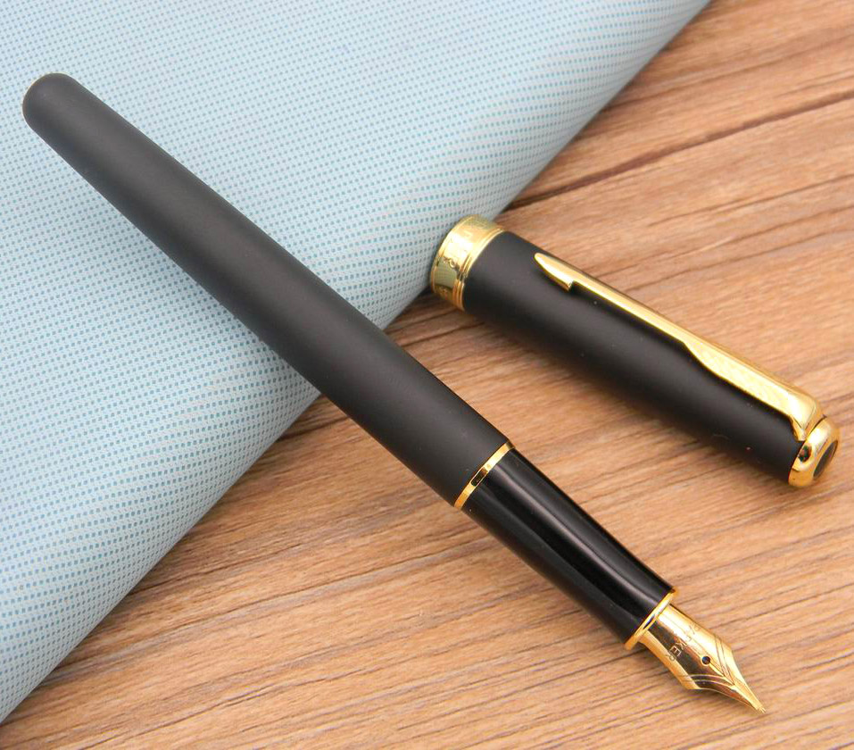 

2pc Writing Supplies Parker Sonnet Drow Series Scrub With Golden Trim Fountain Pen Pen, Sonnet black