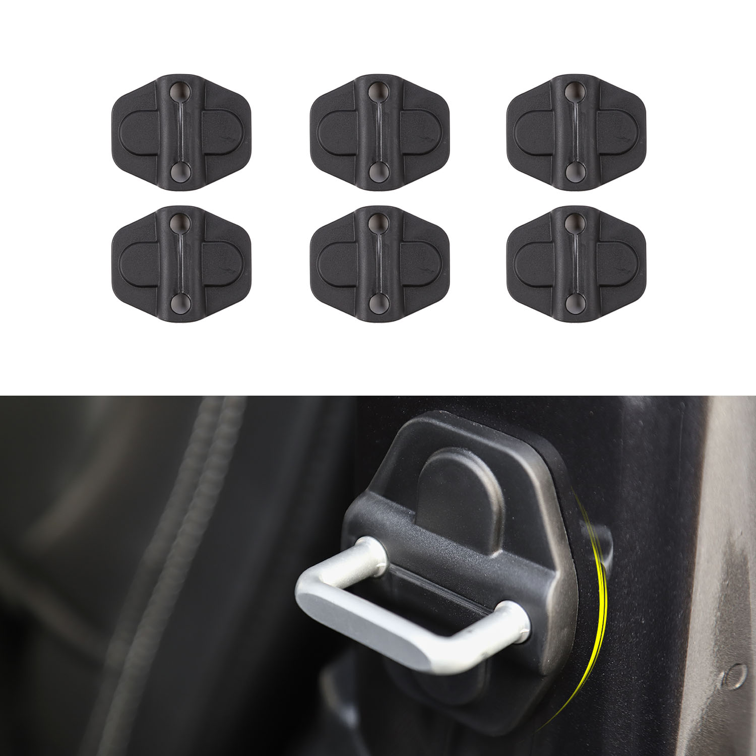 

Black ABS Lock Cover Protection Cap Decoration Cover Fit Jeep Wrangler JL 2018+ Auto Interior Accessories