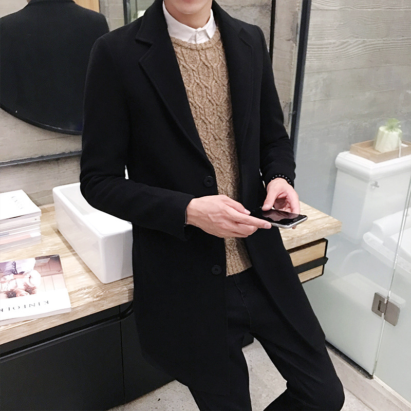 luxury Winter Wool Coat Men Leisure Long Sections Woolen Coats Men's Pure Color Casual Fashion Jackets / Casual Men Overcoat 5xl