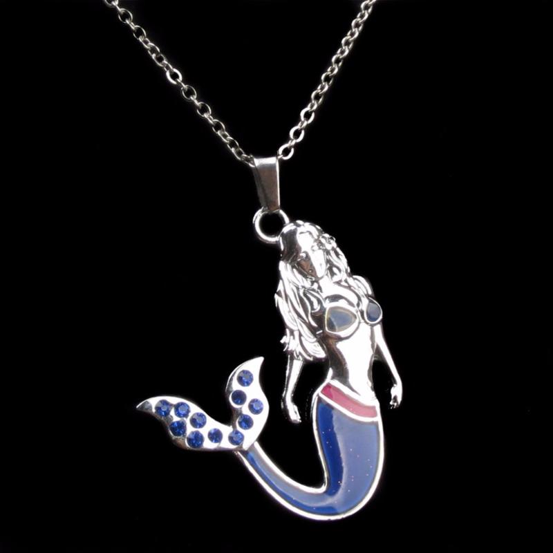 

Pendant Necklaces JUCHAO Mood Mermaid Necklace Boho Stainless Steel Chain Jewellery Women Gothic Jewelry