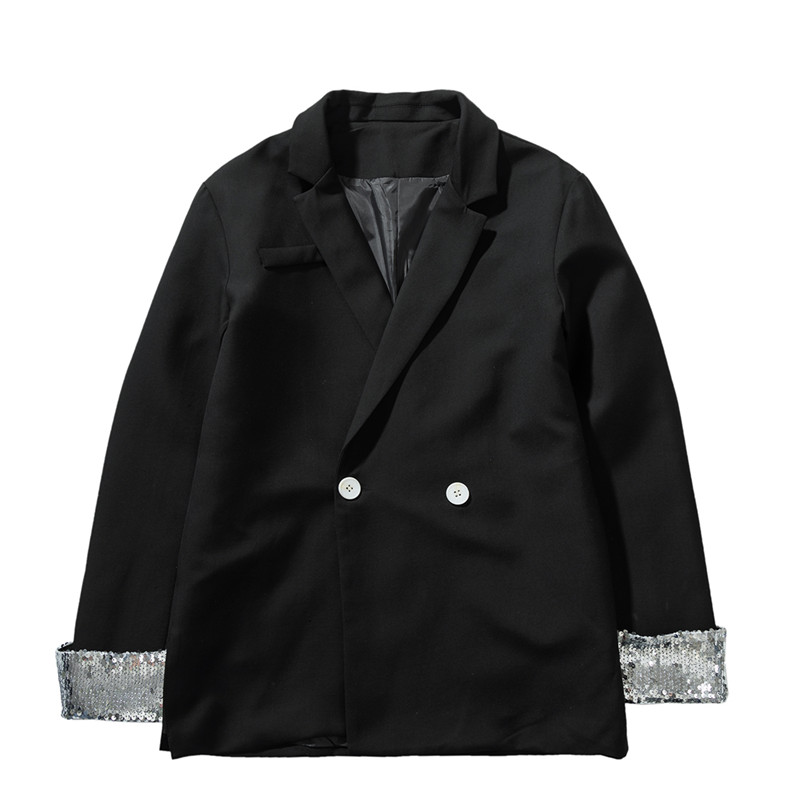 

Stage Clothes Men Sequins Sleeve Casual Suit Jacket Overcoat Male Women Vintage Fashion Blazer Coat Outerwear, 634