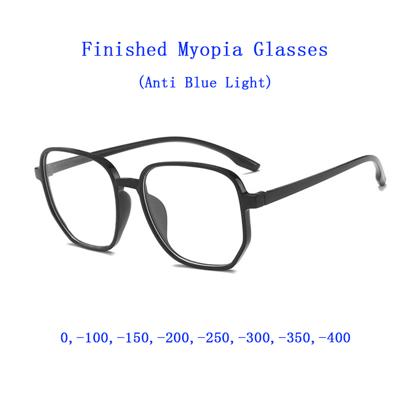 

Sunglasses Polygon Large Square Frame Finished Myopia Glasses Women Men Nearsighted Eyeglasses Boys Girls Students Anti Blue