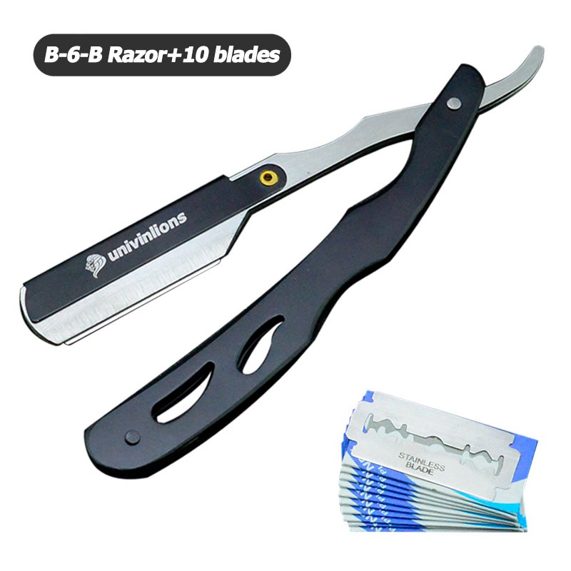 

Hair Removal Tools + 10 Piece Blade Manual Shaver Straight Edge Stainless Steel Sharp Barber Razor Folding Shaving Knife Shave Beard