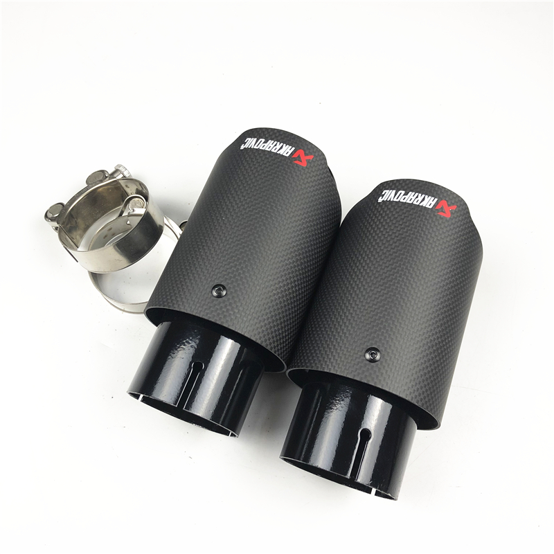 Dual Car Exhaust Pipe Muffler Tip Glossy Carbon Fiber Single Wall Tip from USA