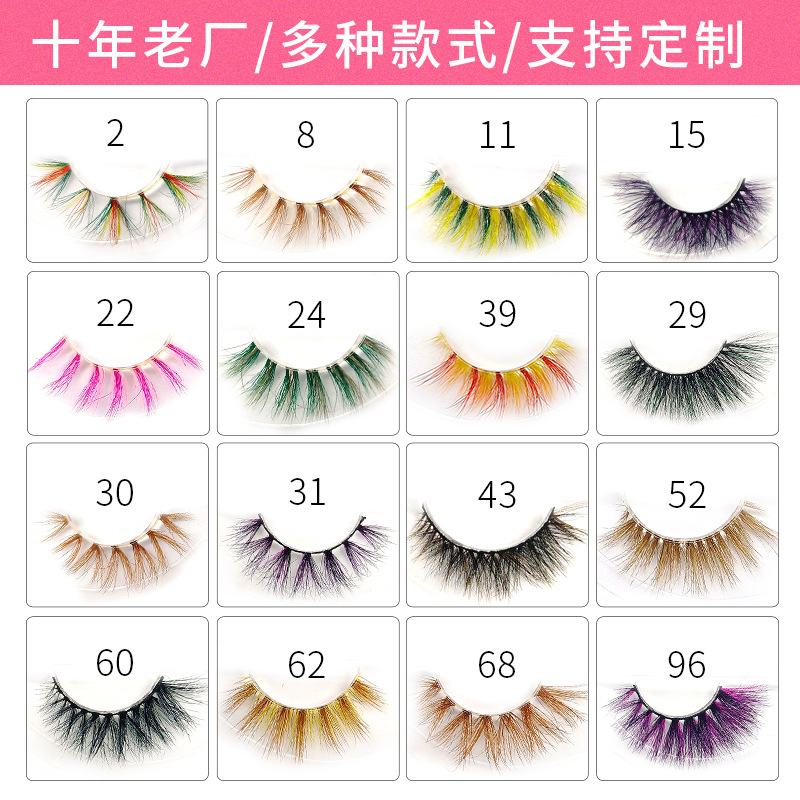 

Colorful 3D Eyelashes Mink Lashes Handmade Makeup Full Strip Lashes Cruelty Free Lash Mink Eyelashes