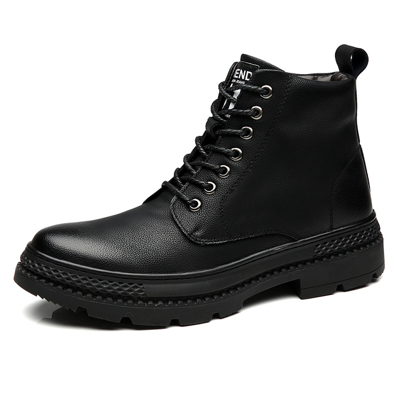

Genuine leather martin boots Lace up martin boots england stylish mens boots brand designer martin shoes with cotton lining zy959, Black