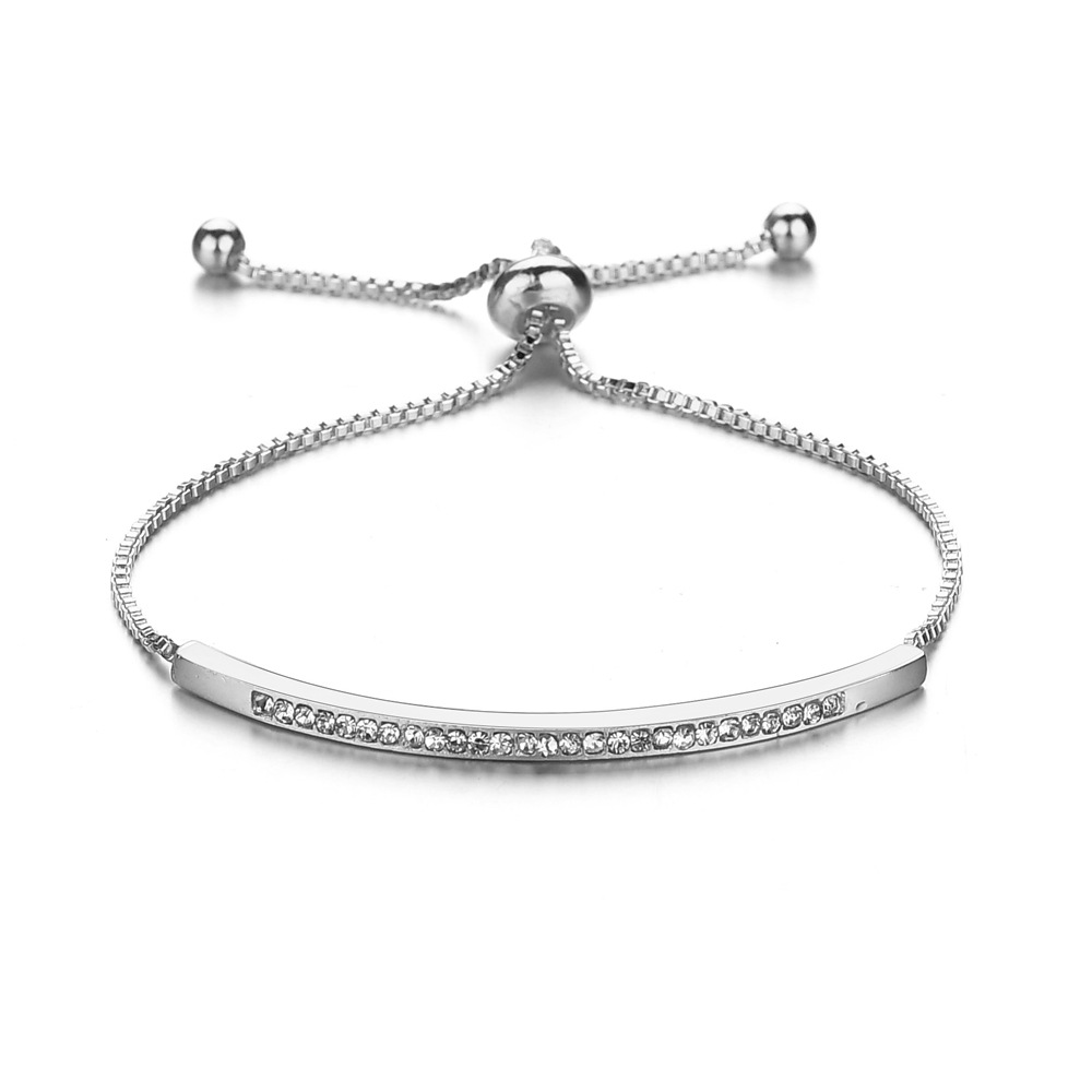 

American European Fashion Silver Gold Bar Bracelet Luxury Rhinestone Paved Diamond Bracelets Men Womens Couple Jewelry