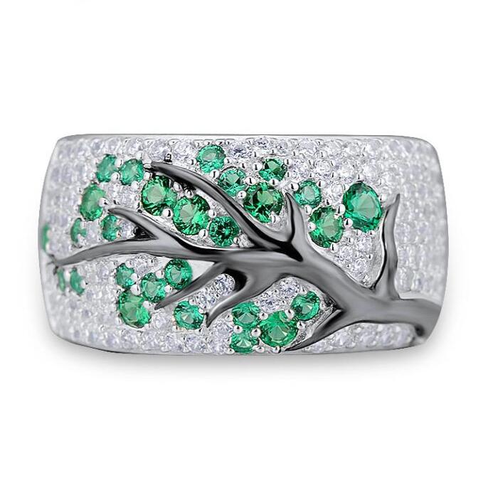 

Size 5-11 Wholesale Vintage Fashion Jewelry 925 Sterling Silver Emerald CZ Diamond Gemstones Party Women Wedding Engagement Band Ring Gift