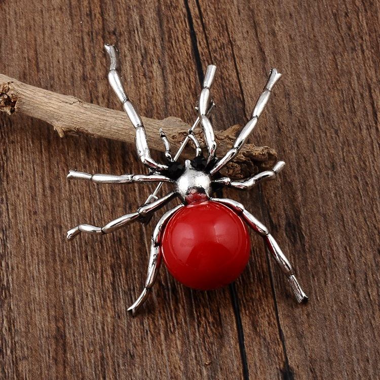 CR Jewelry Lovely Unisex Insect Punk Brooch Pins Imitation Pearl Spider Brooches for Women Men Coat Dress Scarf Pins Party Jewelry XZ1A021-image-507204230