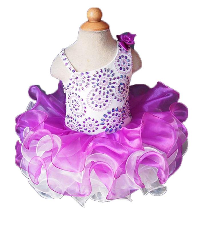 

Custom Made Toddler Short Infant Parents Daughter Dance Little Baby Girls Beaded Miss National First Pageant Cupcake Dresses, Fuchsia