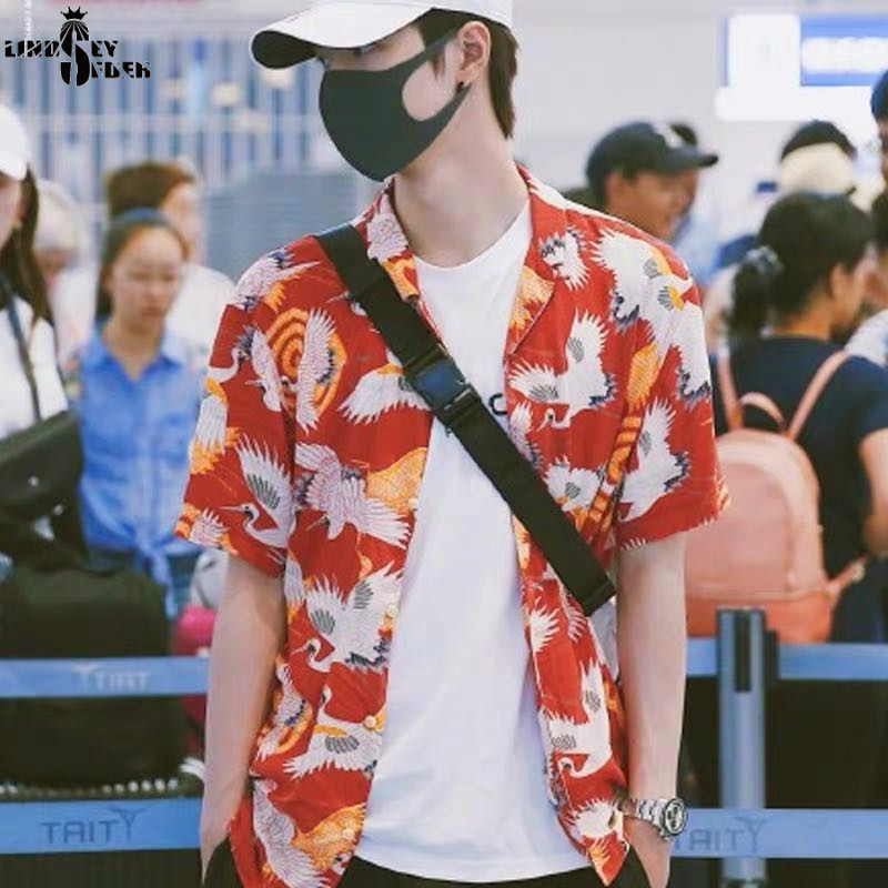 

Lindsey Seader Summer Best Selling Mens Street Beach Shirt Short Sleeve Floral Loose Shirt Hawaiian Stitching Colorful Fancy Top, Cs202