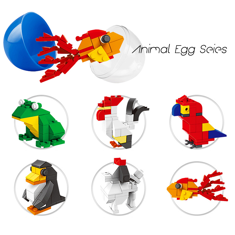 Building blocks Kids Mini Animals Surprise Twist Eggs Toys Goldfish Penguin Dog Frog Bricks Toys Birthday Party Gifts Supplier-image-447955794