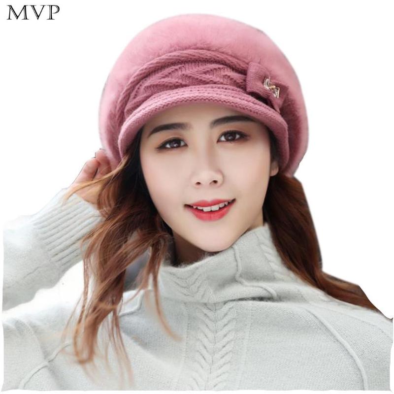 

Women Winter Warm Hat Plus Plush Beret Warm Knit Duck Tongue Hat, Black
