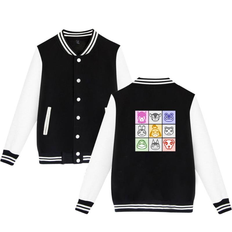 

Animal Crossing Fashion Baseball Jacket Men/Women Uniform Coat Fleece Casual Printed Jackets College Tracksuit Clothes, Black