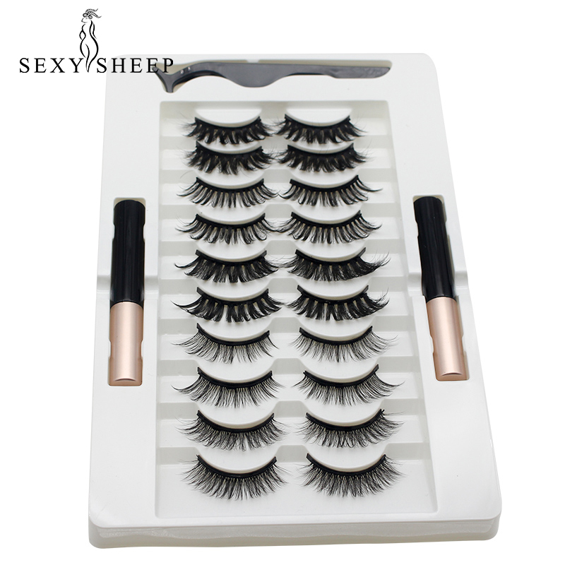 

5/7/10 Pairs Magnetic Eyelashs Magnet Liquid Eyeliner& Magnetic Lashes & Tweezer Set Waterproof Long Lasting Eyelash Extension