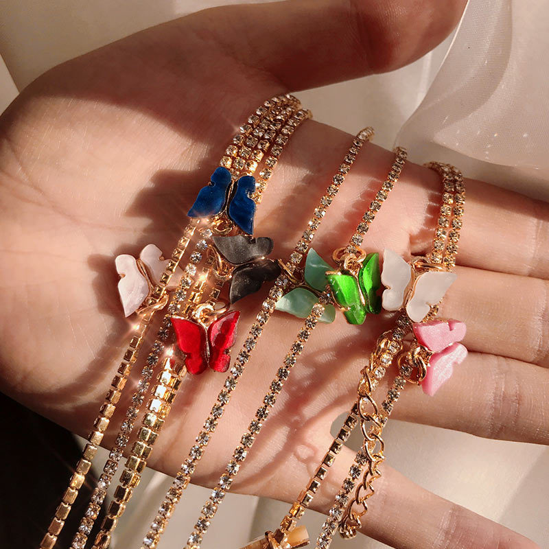 Colliers ras du cou papillon pour femmes, chaînes glacées de luxe en or avec pendentif animal, mode CZ strass scintillants, bijoux Hip Hop pour f
