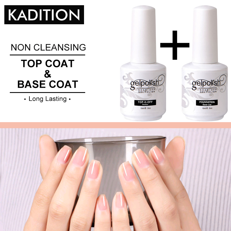 

KADITION 15 Ml Non-cleansing Gel Nail Polish Topcoat Basecoat Gel Polish UV Finish New Top and Basecoat Polishes for Nails, Fs001