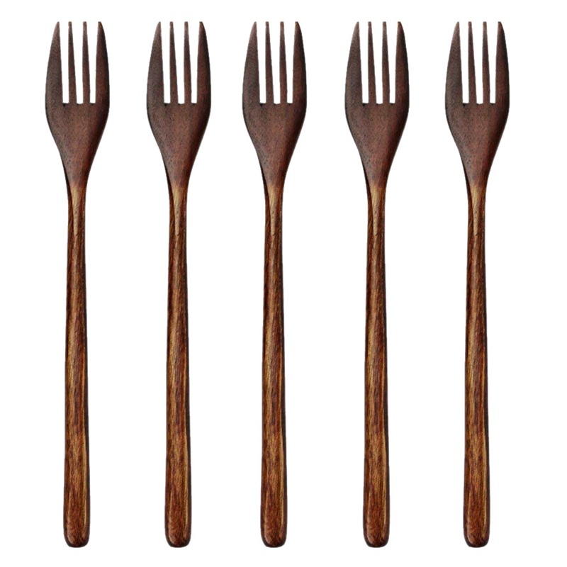 

Wooden Forks, 5 Pieces Eco-friendly Japanese Wood Salad Dinner Fork Tableware Dinnerware for Kids Adult (5 Pieces No Rope Wooden